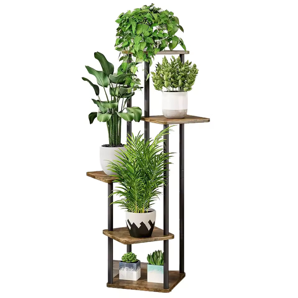 Étagère à plantes 5 niveaux bois et métal