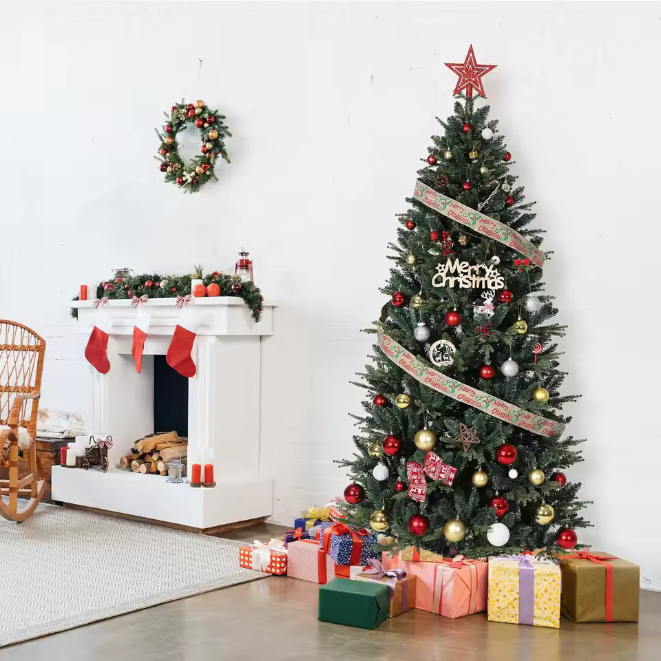 Sapin de Noël artificiel réaliste — 5 à 9 pieds, aiguilles denses PE/PVC