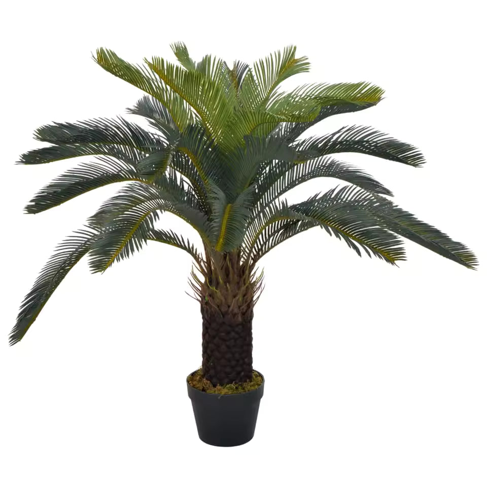 Cycas artificiel en pot bois pour intérieur