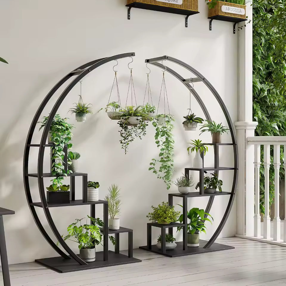 Étagère à plantes cercle 2 pièces