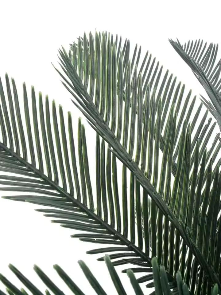 Cycas artificiel en pot bois pour intérieur