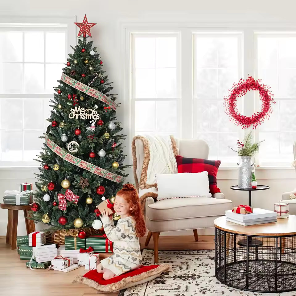Sapin de Noël artificiel réaliste — 5 à 9 pieds, aiguilles denses PE/PVC