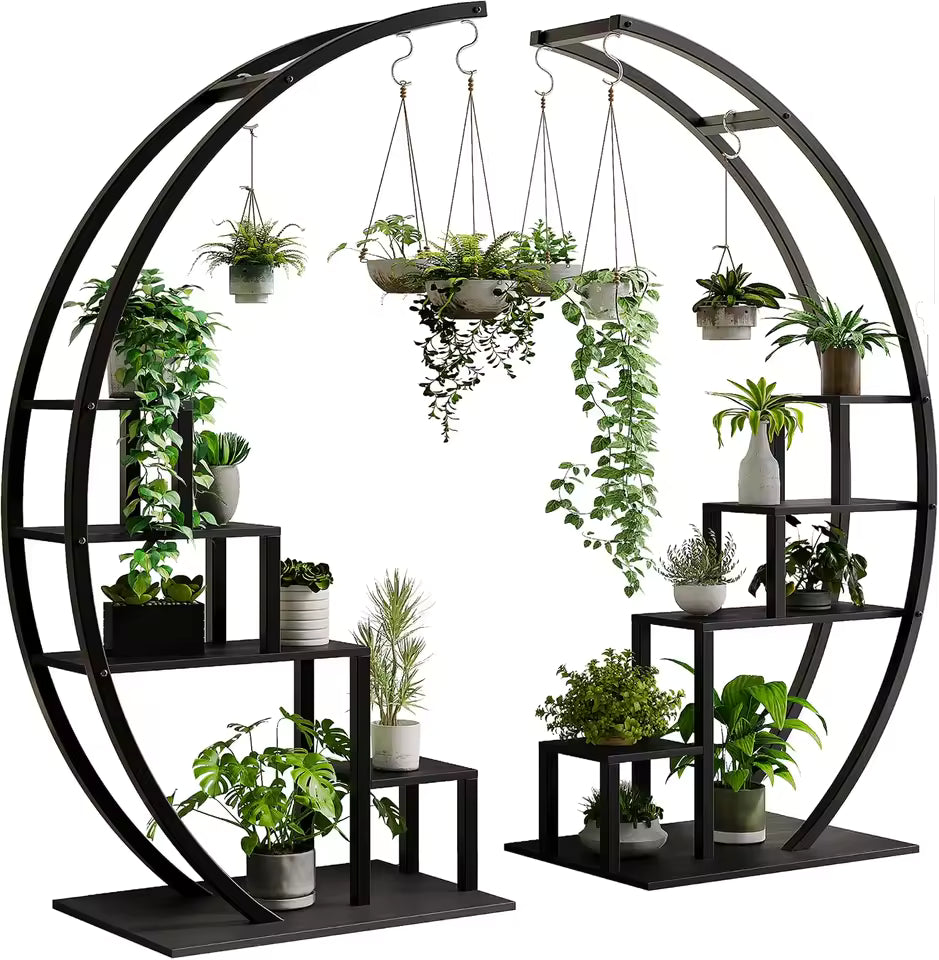 Étagère à plantes cercle 2 pièces
